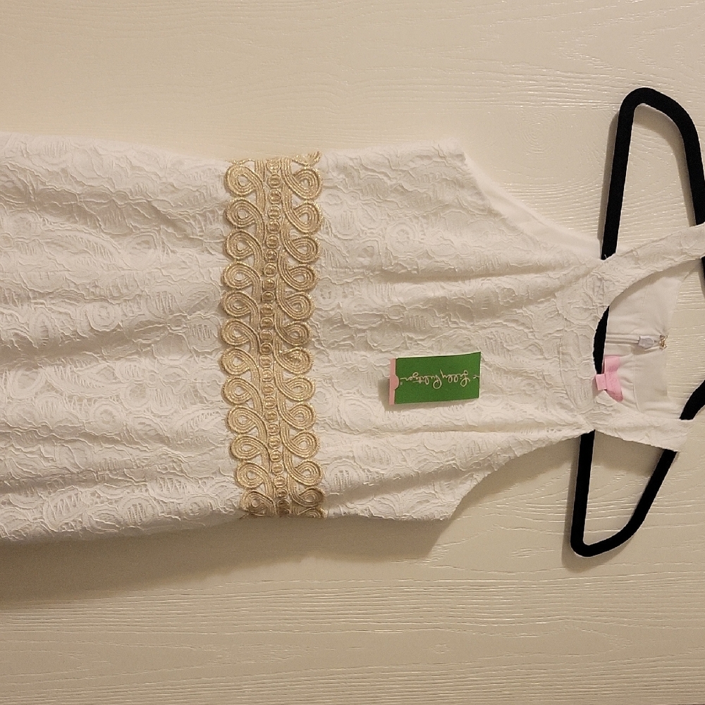 Lilly Pulitzer White Dress with Gold Details
